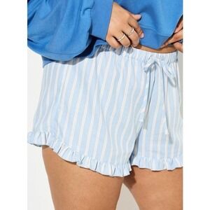 Lovesick Drawstring Ruffle Hem Oxford Stripe Forever Blue Women's Size 3X 22-24